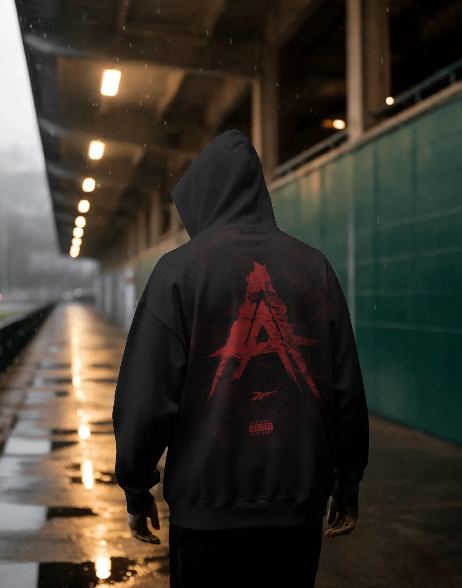 Hoodie AA Negro Espalda Hombre
