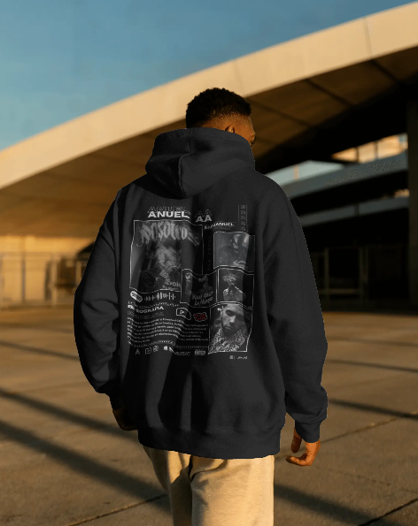Hoodie Poster2 Negro Espalda Hombre