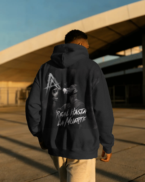 Hoodie Poster3 Negro Espalda Hombre