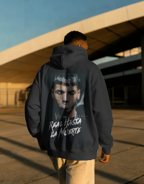 Hoodie Poster5 Negro Espalda Hombre