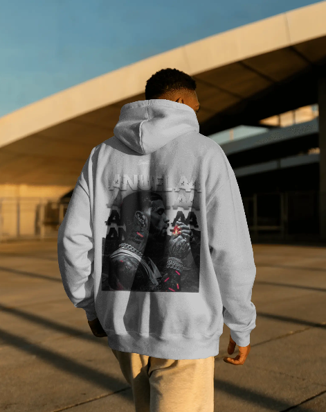 Hoodie Poster6 Blanco Espalda Hombre