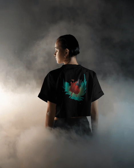 Oversize Corazon Negro Espalda Mujer