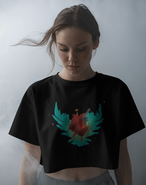 Oversize Corazon Negro Mujer