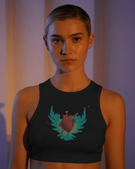 Top Corazon Negro Mujer